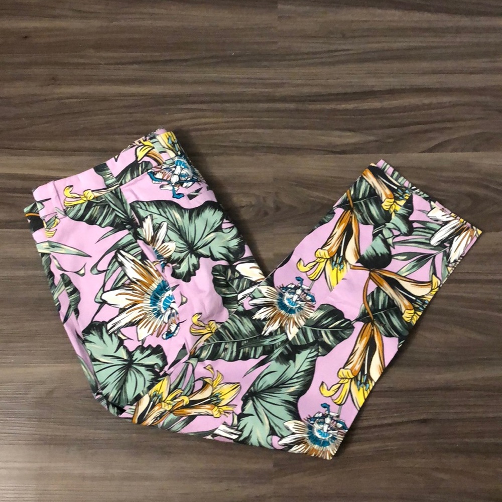 J. Crew Pink Floral Cropped Pants